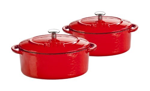 Lodge ECMCO11, Enamel Mini Oval Cocotte - Black - Set of 2 N2