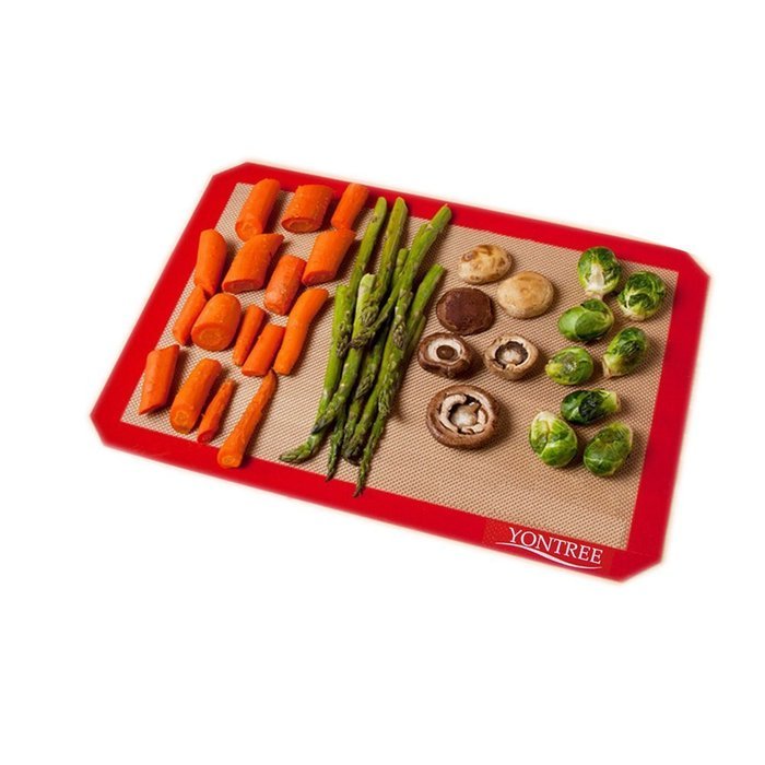 Yontree Silicone Baking Mat Cookie Sheet 2xQuarter Size Brown Base & Red Edge N12
