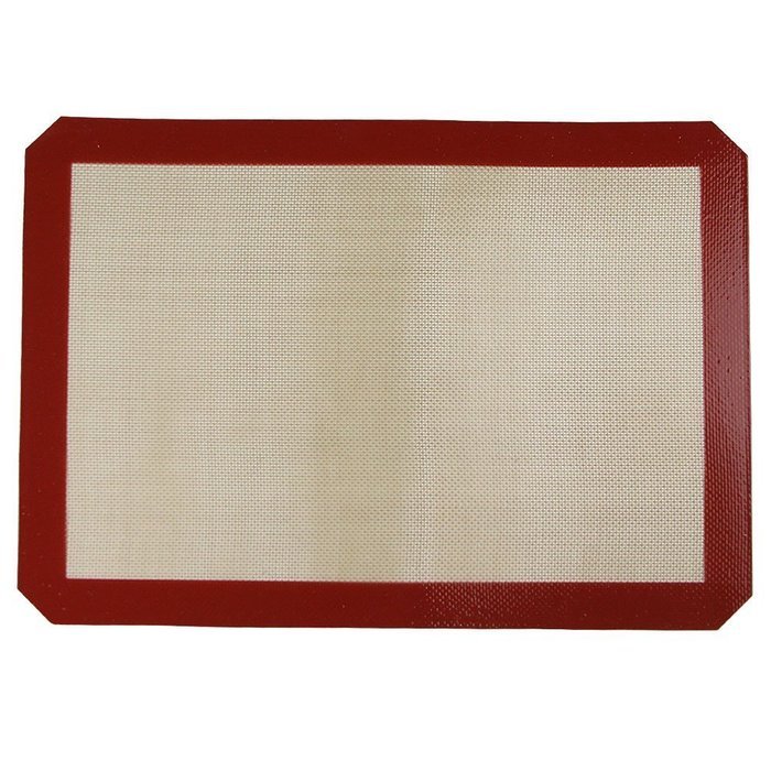 Yontree Silicone Baking Mat Cookie Sheet 2xQuarter Size Brown Base & Red Edge N13