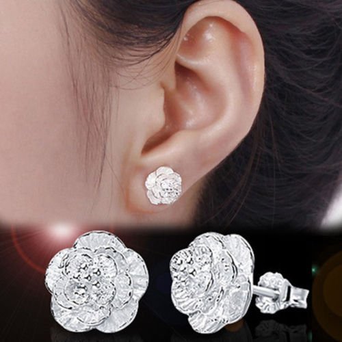 Fashion Women Silver Cherry Flower Ear Stud Earrings Jewelry New N5