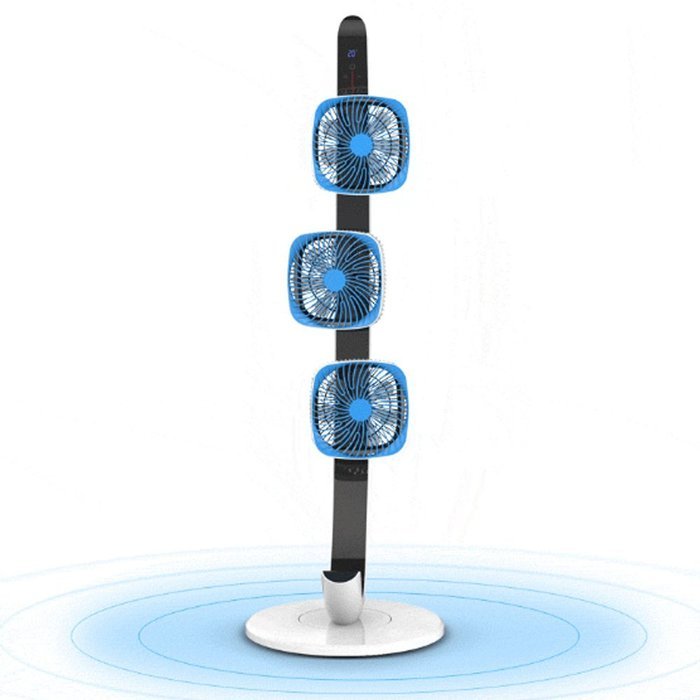 SOGAR Household Electric Fan Remote Control Mute Touch Multifunction Display Timing Three Tower Fan,Blue N2