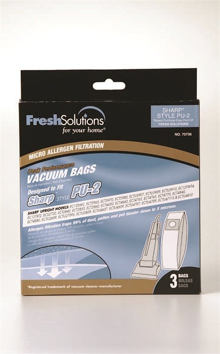 Fresh Solutions 70756 Sharp PU2 Micro Filtration Vacuum Bags, 3-Pack