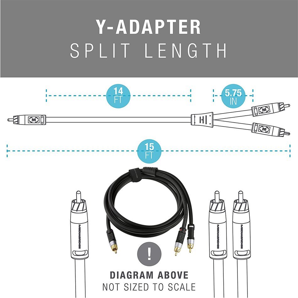 Mediabridge ULTRA Series RCA Y-Adapter (15 Feet) - 1-Male to 2-Male for Digital Audio or Subwoofer - Dual Shielded... N5