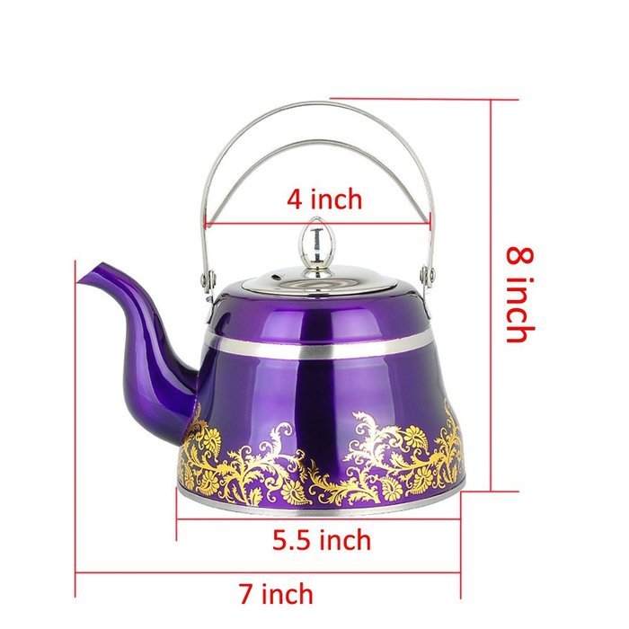 Stainless Steel Artistic Tea Coffee kettle, Capsulated Bottom, Removal Insert Infuser, Fold Down Handle, Colorful... N7