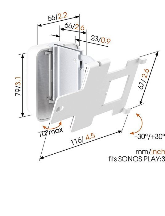 Vogel's SOUND series for SONOS, SOUND 4201W for SONOS PLAY 1, Wall Mount, White/Silver (single mount)
