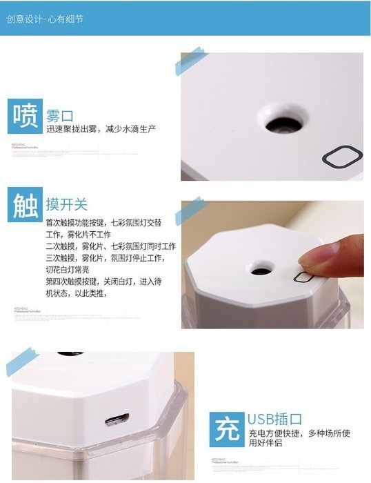 SunKinFon SKF-BH-02 USB Interface humidifier home office Mini aromatherapy colorful LED Delicate night light bulb... N11