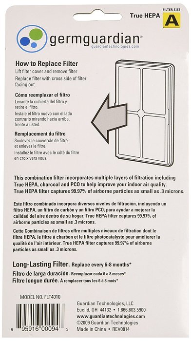 GermGuardian FLT4010 GENUINE True HEPA Replacement Filter for AC4010 and AC4020 Table Top Air Cleaning Systems N4