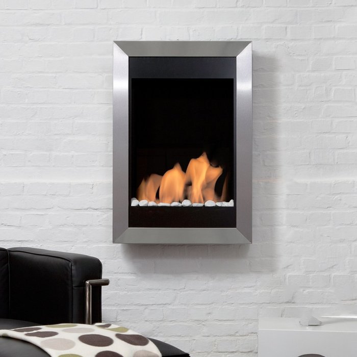 Bio-Blaze Square II Vertical Fireplace, Stainless
