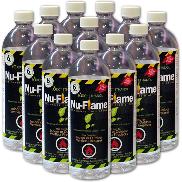 Nu-Flame Liquid Ethanol Fireplace Fuel, 1-Liter Bottle, 6-Pack N2