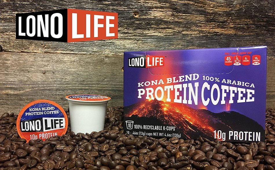 LonoLife Kona Blend Protein Coffee 10g Protein per Serving - 10 Count - For your Keurig Style Brewer N2