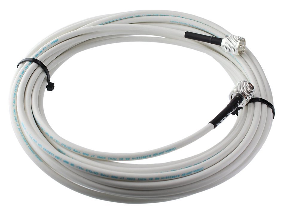 MPD Digital RG8x-W-PL259-65ft VHF Antenna Cable RF CB & AIS Mini-8 Coaxial Jumper Silver Teflon PL-259 65' N6