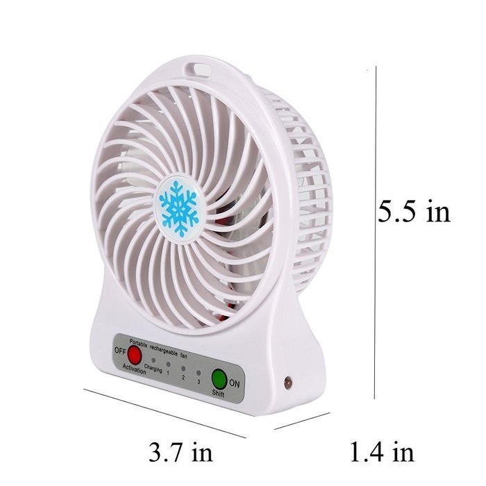 Portable Mini Table Fan with LED Light SiFree 3 Speeds Rechargeable Desktop Air Cooler (White)