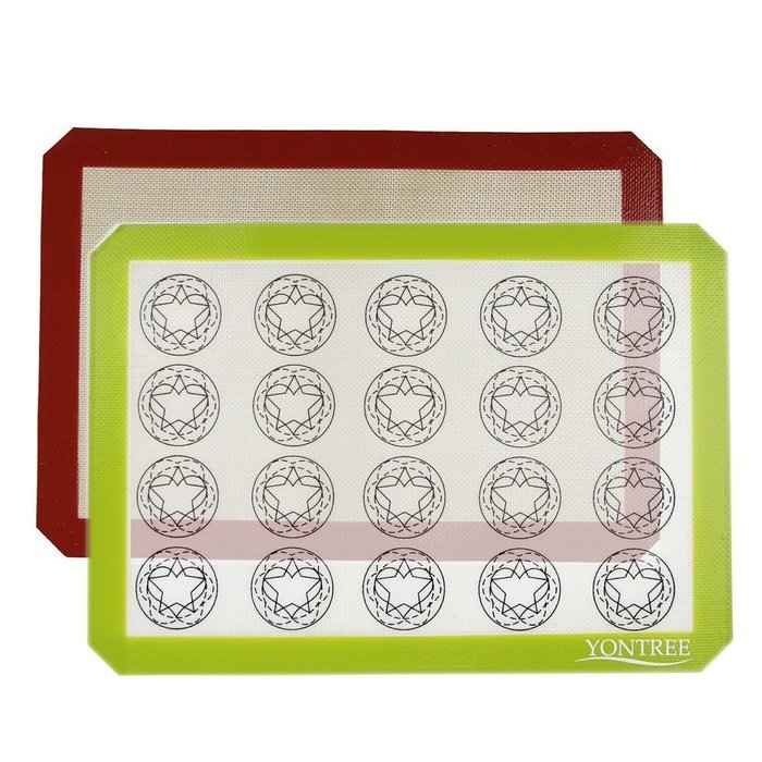 Yontree Silicone Baking Mat Cookie Sheet 2xQuarter Size Brown Base & Red Edge N18