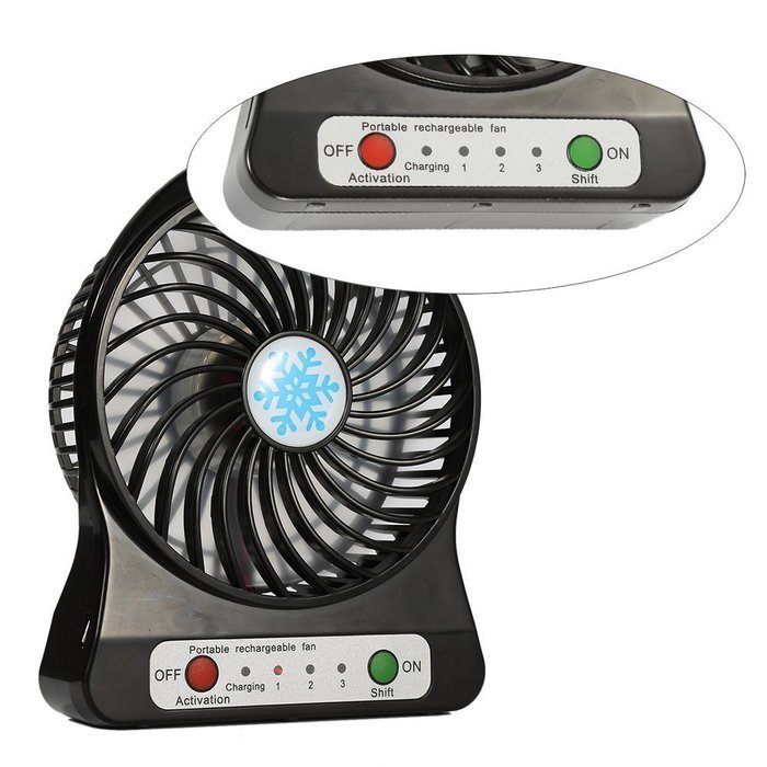 Portable Mini Table Fan with LED Light SiFree 3 Speeds Rechargeable Desktop Air Cooler (White) N3