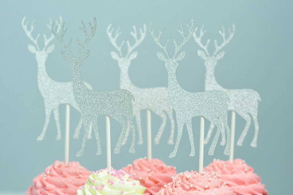 BeBeFun Cupcake Decorative Toppers Glitter Gold Toppers Deers Shape Cupcake Decorating Tools for Wedding Birthday... N6