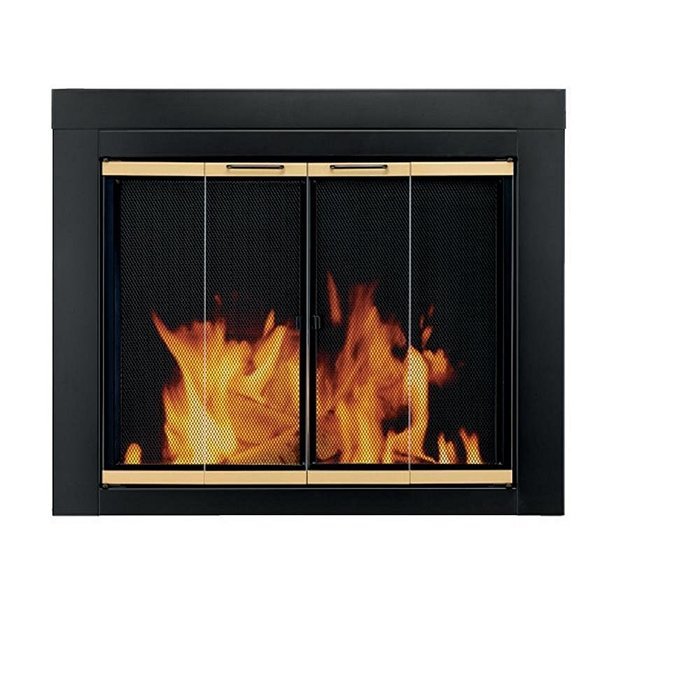 Pleasant Hearth AR-1020 Arrington Fireplace Glass Door, Black, Small N2