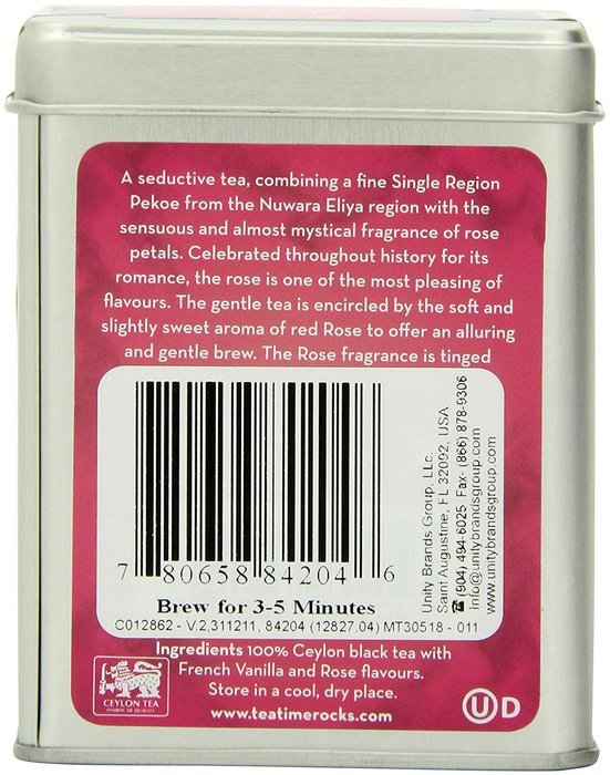 Dilmah T-Series Rose with French Vanilla, 20 Count Luxury Leaf Tea Bags
