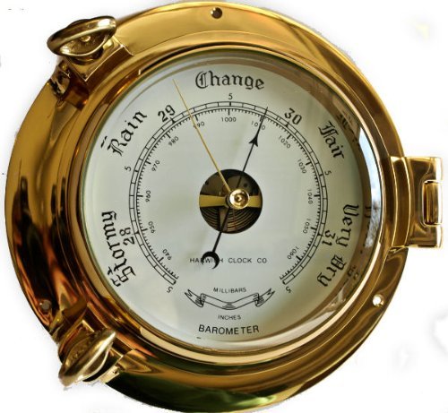 Large 9" Brass Barometer Porthole Royal Mariner