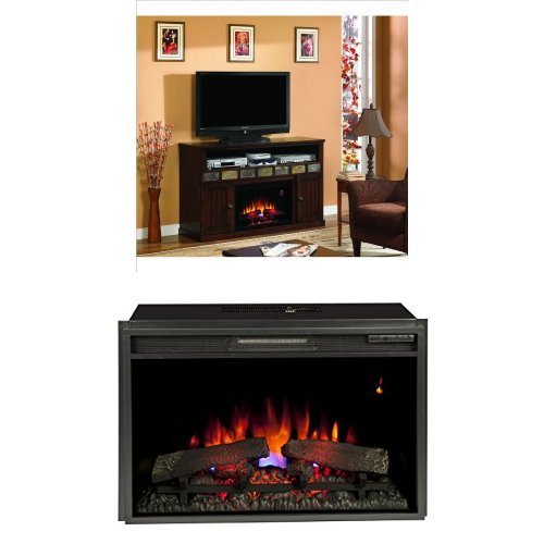 Complete Set Margate Media Mantel in Caramel Oak with 26" Spectrafire Plus Insert with Safer Plug