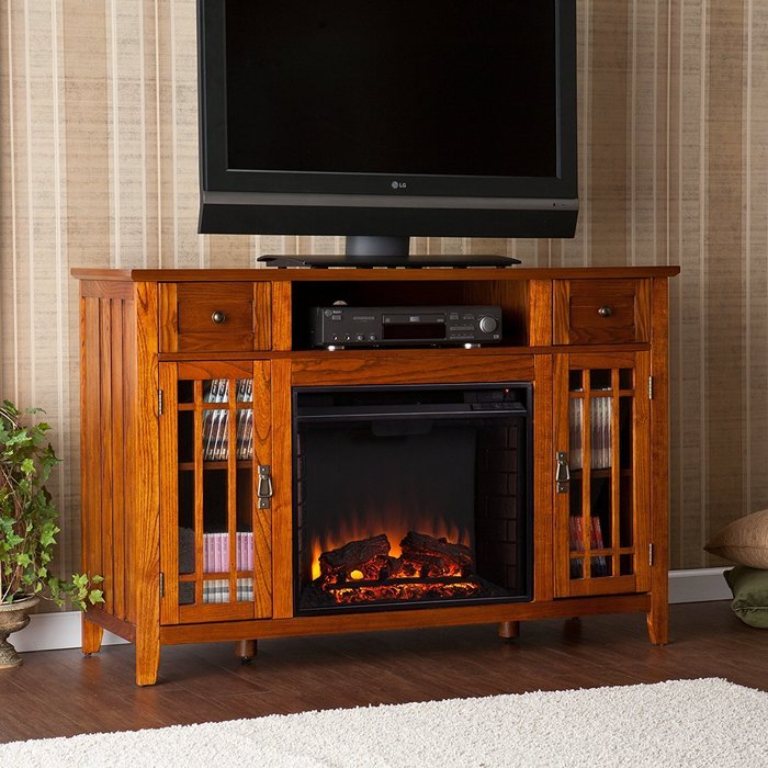 SEI AMZ3839E Salinas Electric Media Fireplace, Mission Oak N10
