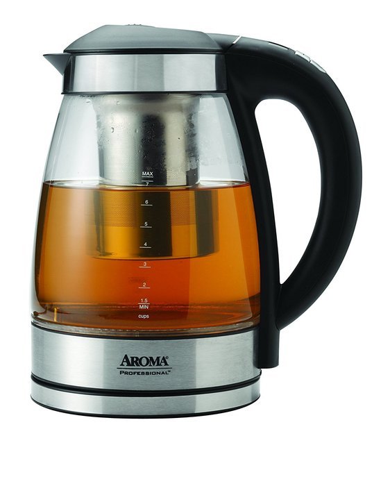 Aroma Housewares AWK-165DI 7 Cup Glass and Stainless Digital Kettle with Tea Infuser, 1.7 L, Clear N5