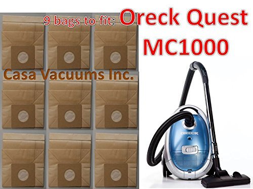 9 replacement Oreck MC1000 Quest Canister Vacuum Bags Designed and Engineered by Casa Vacuums Inc.
