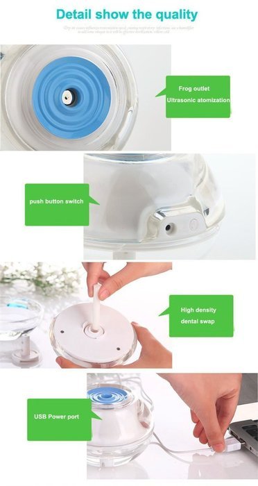 Portable Cool Air Humidifier with USB Cable - It's Also a Cute Crystal Night Light - Small Mini Portable Lightweight... N6