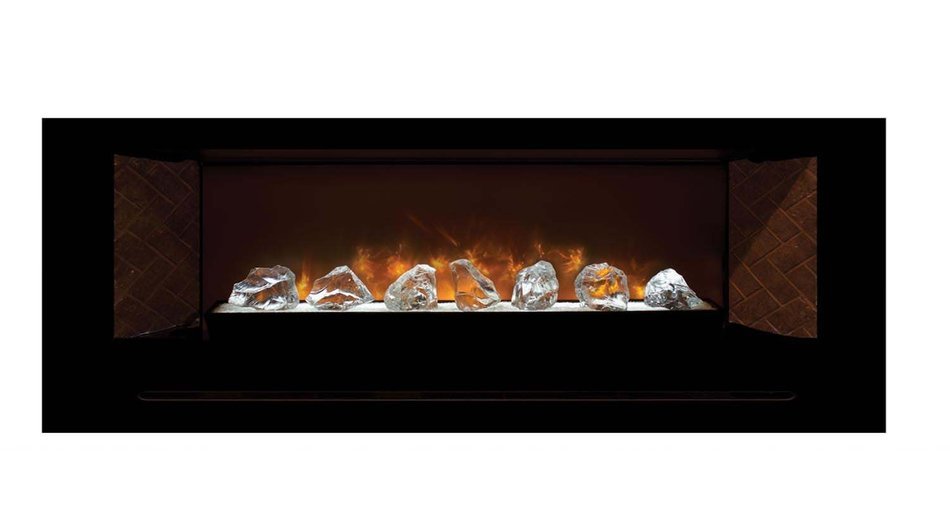 Modern Flames Home Fire Series Electric Fireplace with Glass Set and Red Herringbone Side Panels, 60-Inch N5