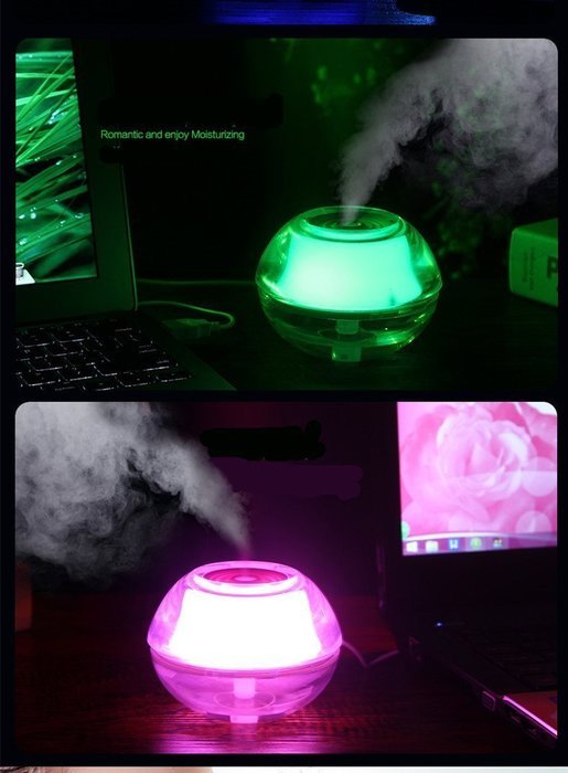 Portable Cool Air Humidifier with USB Cable - It's Also a Cute Crystal Night Light - Small Mini Portable Lightweight... N7