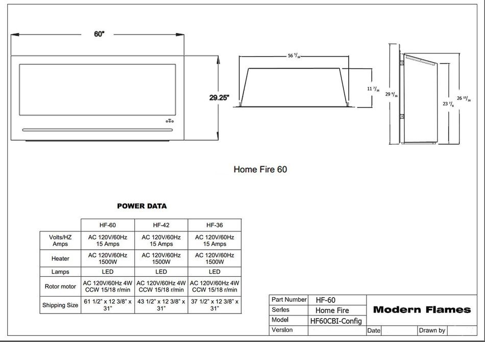 Modern Flames Home Fire Series Electric Fireplace with Glass Set and Red Herringbone Side Panels, 60-Inch N6
