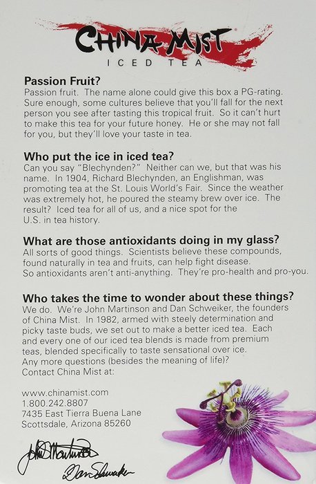 China Mist Iced Tea Brew at Home Iced Tea, Passion Fruit, 2 Ounce Packages (Pack of 2)