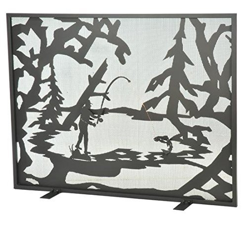 Meyda Tiffany 111046 Fly Fishing Creek Fireplace Screen, 44" W x 33" H