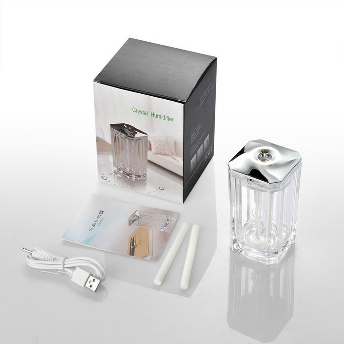 AGPtek Portable Mini Humidifier with Changing Color LED Crystal Glass for Ultrasonic Room, Bedrooms, Home and... N8