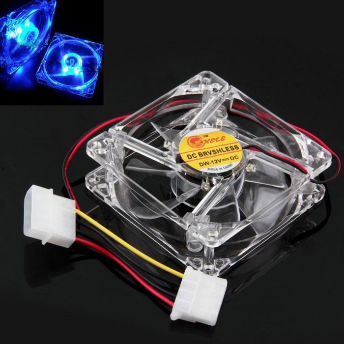 AMA(TM) Blue Quad 4-LED Light Neon Clear PC Computer Case Cooling Fan Pad Tray Chilling Stand (Blue 2) N36