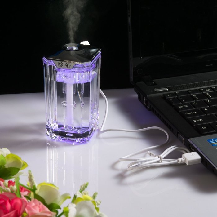 AGPtek Portable Mini Humidifier with Changing Color LED Crystal Glass for Ultrasonic Room, Bedrooms, Home and... N9
