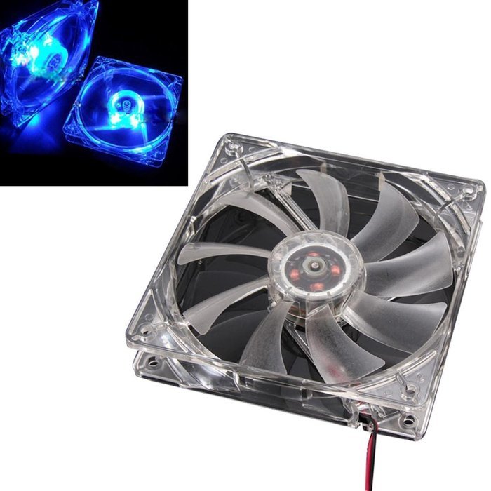 AMA(TM) Blue Quad 4-LED Light Neon Clear PC Computer Case Cooling Fan Pad Tray Chilling Stand (Blue 2) N38