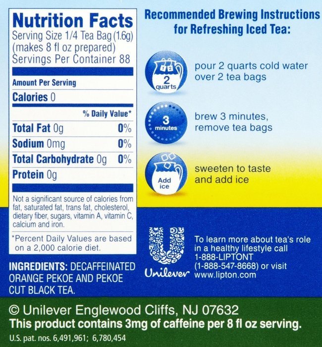 Lipton Black Tea Bags, Cold Brew, Decaf, 22 ct N2