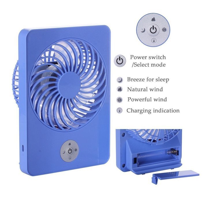 FIONA Portable and Compact Mini USB Hand-held Fan, 3 Speed Rechargeable Table Fan for Home and Travel, 18650 Battery...