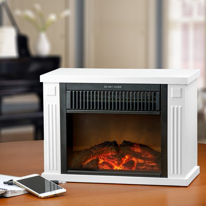 AKDY&reg; 13" Mini Freestanding Portable 2 Setting Electric Fireplace (White) N12