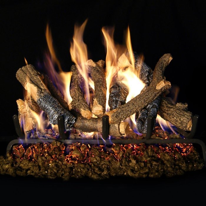 Peterson Real Fyre 18-inch Charred Oak Stack Log Set With Vented G45 Burner