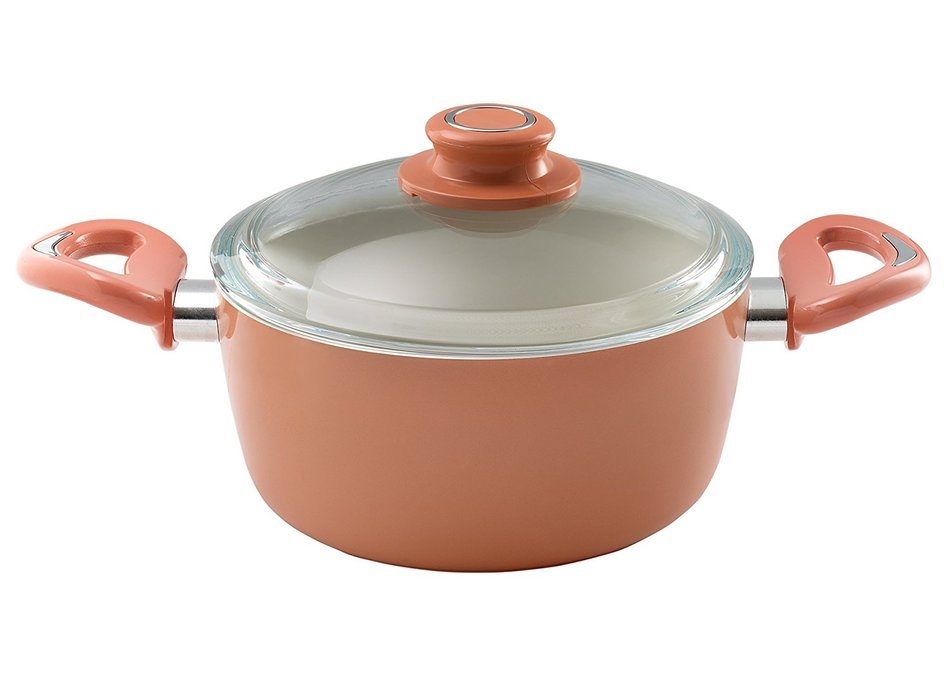 Essenso Ecotouch Lazio Enamel-Coated Dutch Oven with Nonstick Ceramic Interior, PTFE / PFOA Free, 4 Quart, Orange N7