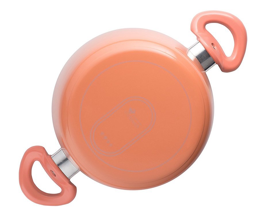 Essenso Ecotouch Lazio Enamel-Coated Dutch Oven with Nonstick Ceramic Interior, PTFE / PFOA Free, 4 Quart, Orange N8