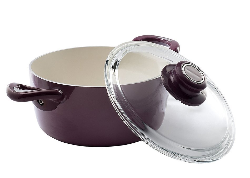 Essenso Ecotouch Lazio Enamel-Coated Dutch Oven with Nonstick Ceramic Interior, PTFE / PFOA Free, 4 Quart, Orange N10