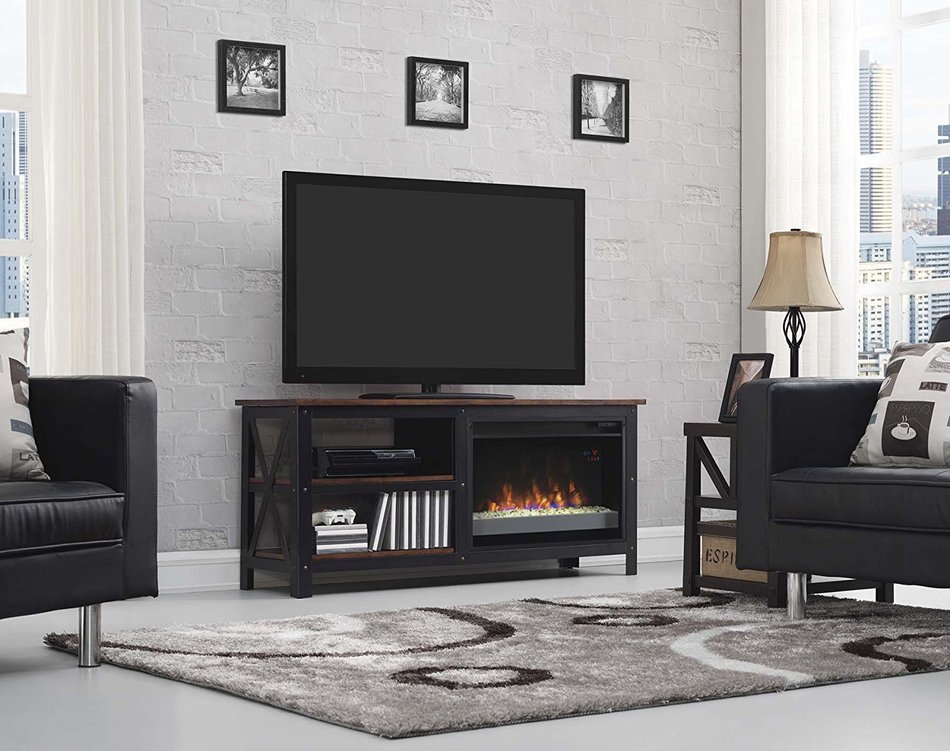 ClassicFlame 26MM8552-C296 Grainger TV Stand for TVs up to 60", Old World Brown (Electric Fireplace Insert sold...