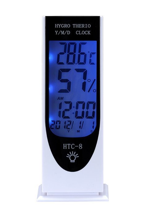 Momoday Luminous Digital LCD Hygrometer Humidity Thermometer Temperature Meter Clock(White) N5