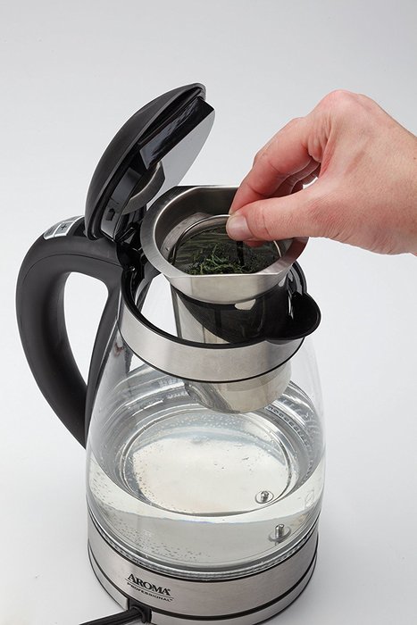 Aroma Housewares AWK-165DI 7 Cup Glass and Stainless Digital Kettle with Tea Infuser, 1.7 L, Clear N7
