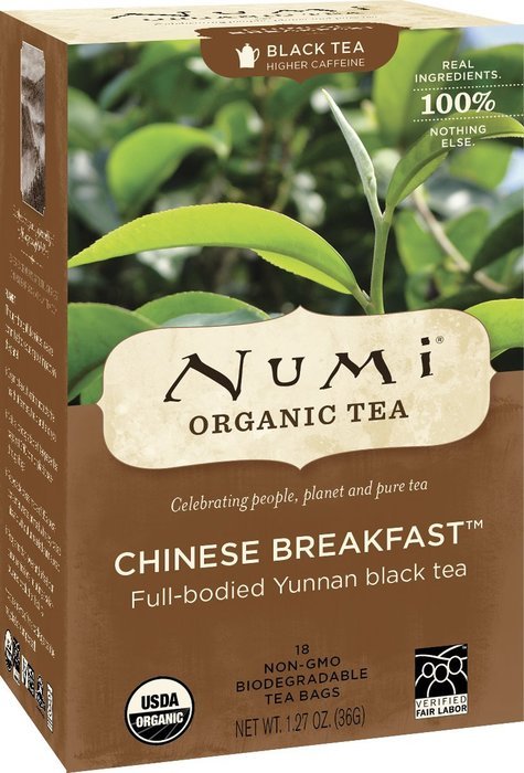 Numi Organic Tea Chinese Breakfast, Full Leaf Black Tea, 18 Count Tea Bags (Pack of 3) N5