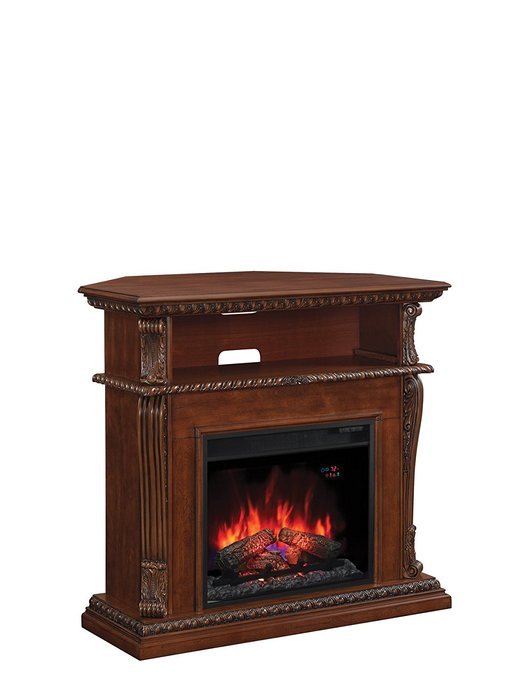 ClassicFlame 23DE1447-W502 Corinth Wall or Corner TV Stand for TVs up to 47", Burnished Walnut (Electric Fireplace... N3