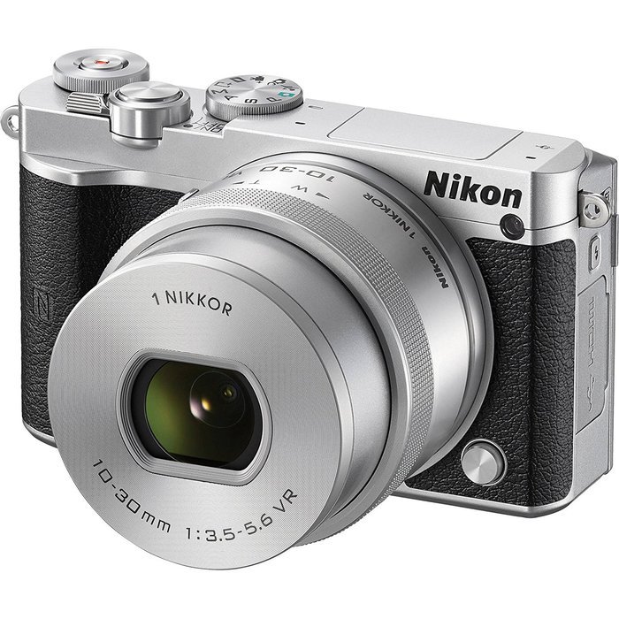 Nikon 1 J5 Wi-Fi Digital Camera & 10-30mm Lens (Silver) with 32GB Card + Battery + Strap + Case + Flex Tripod...
