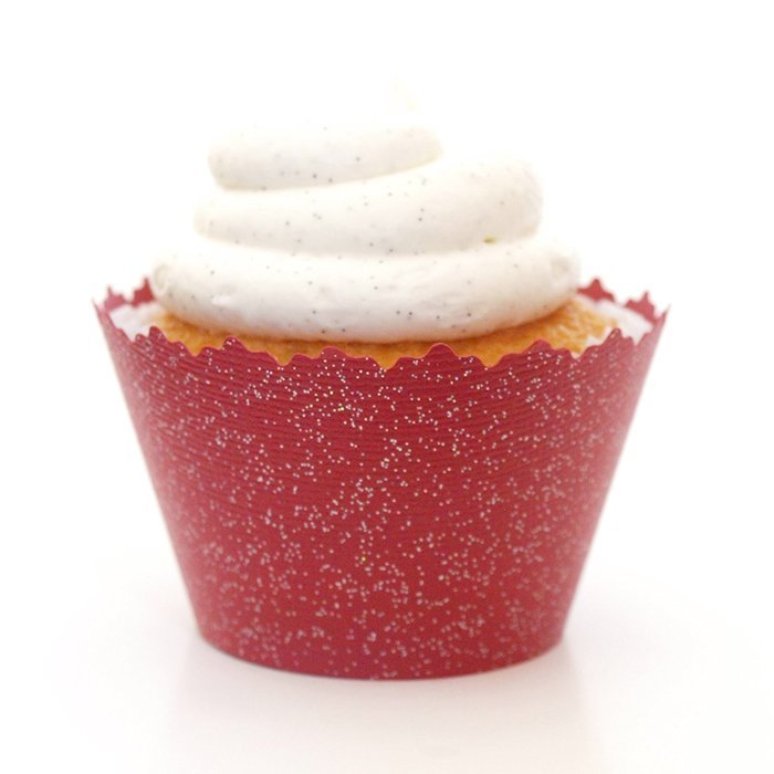 Glitter Red Brick Sparkly Cupcake Wrappers - Set of 12 - Glittery Liner Wraps Bling on Cupcakes
